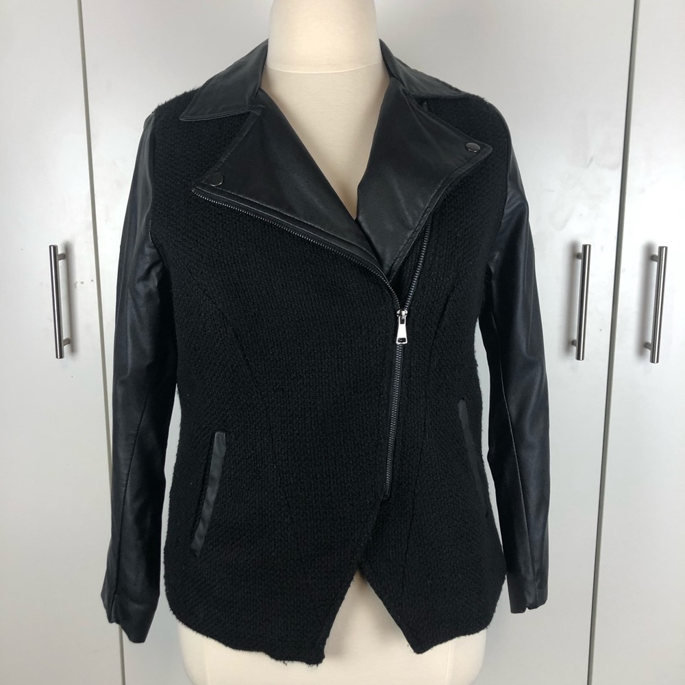 Pure Energy Faux Leather & Thick Woven Jacket Sz X